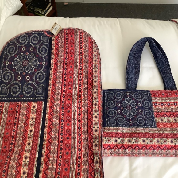 Red White and Blue Americana  tote and garment bag NWT "Junk Gypsy" Made in USA - Picture 2 of 13
